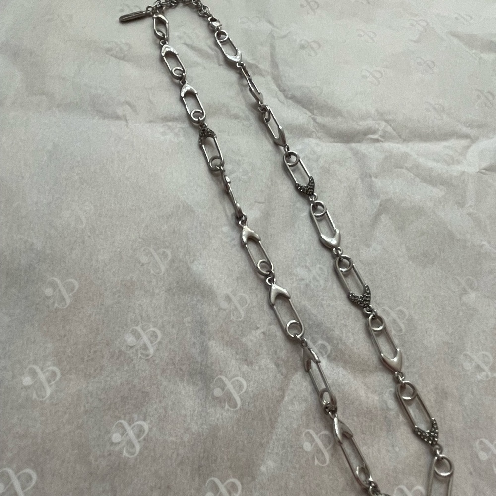 Stella & Dot Silver Safety Pin Necklace
